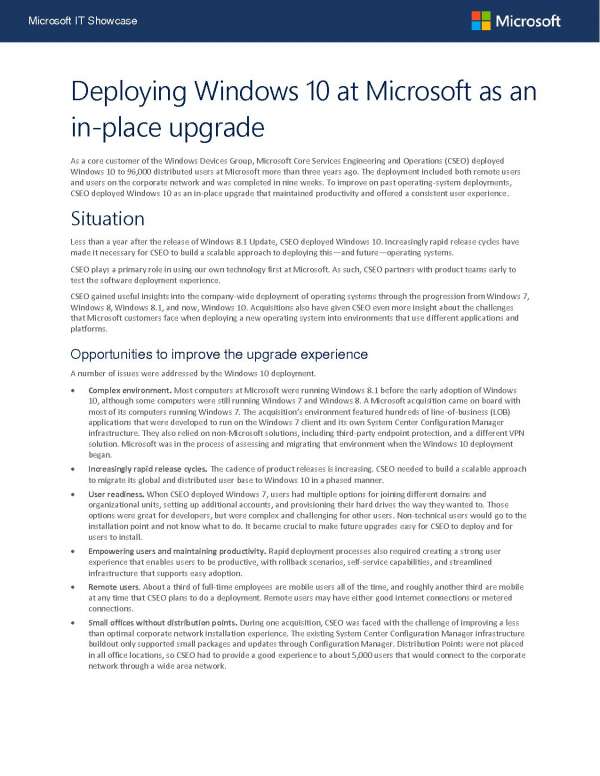 Read more about the article Deploying Windows 10 at Microsoft as an in-place upgrade