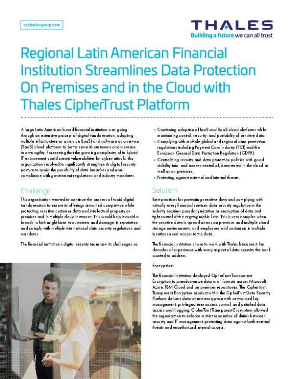 Read more about the article Regional Latin American Financial Institution Streamlines Data Protection
