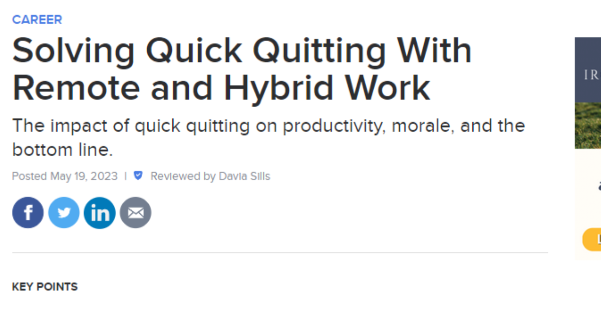 Read more about the article Solving Quick Quitting With Remote and Hybrid Work